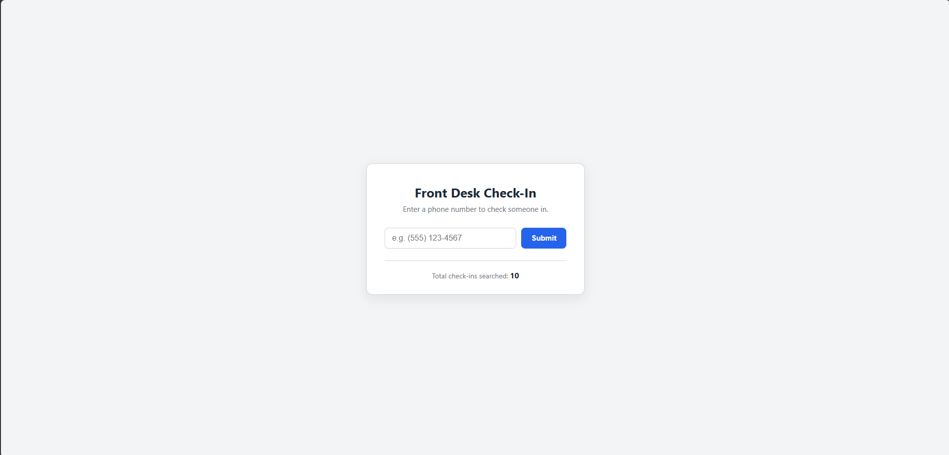Front Desk Check-In system